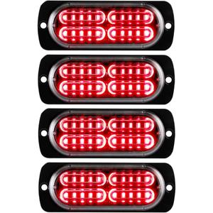 Teguangmei 12-24V 20-LED Super Bright Emergency Strobe Warning Caution Hazard Construction Waterproof Flashing Strobe LED Light Bar Surface Mount for Car Truck SUV Van (Red)