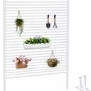 Twira Outdoor Privacy Screen 47" x 71", Freestanding Feet Privacy Fence Screen for Outside, Trash Can Metal Privacy Panels, 4FT x 6FT Decorative Pipes and Slats Divider for Backyard Patio Garden White