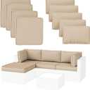 9 Pack Patio Cushion Covers Outdoor Furniture Cushion Slipcovers Replacement Waterproof with Zipper for 5 Pcs Patio Furniture Set, Covers Only, Sand
