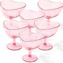 Teenyyou 6 Pcs Valentines Day Heart Shaped Martini Glasses 10 oz Pink Acrylic Martini Glasses for Wedding Galentines Bachelorette Birthday Decor Party Supply Pink Heart Shaped Cups