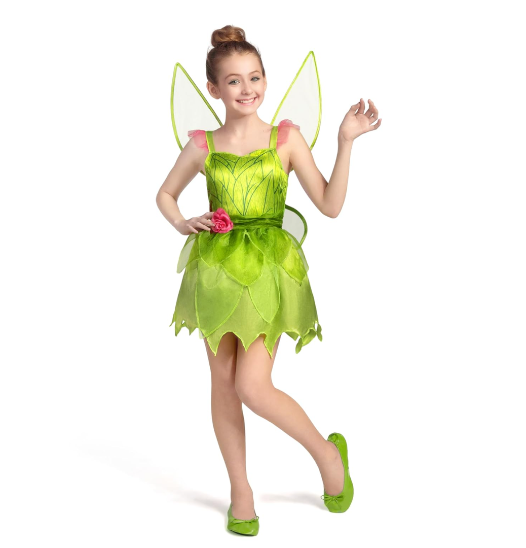 Spooktacular Creations Fairy Costume for Girls, Toddlers Green Fairy Costume Dress, Fairy Tutu Dress for Kids Halloween Party, 8-10 yrs, M Size