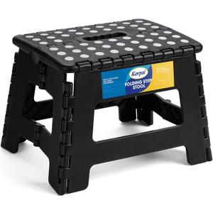 Korpai 9" Folding Step Stool for Adults,Kids,Non-Slip Folding Stools with Portable Handle, Plastic Foldable Step Stool for Kitchen ect,Black,1PC