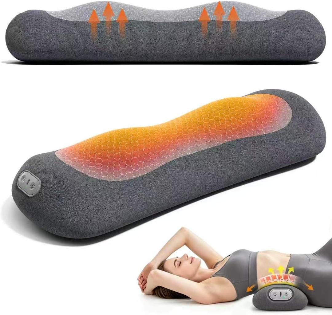 Yunari Cordless Triple Fusion Back Massager, Heated Lumbar Pillow (Gray)