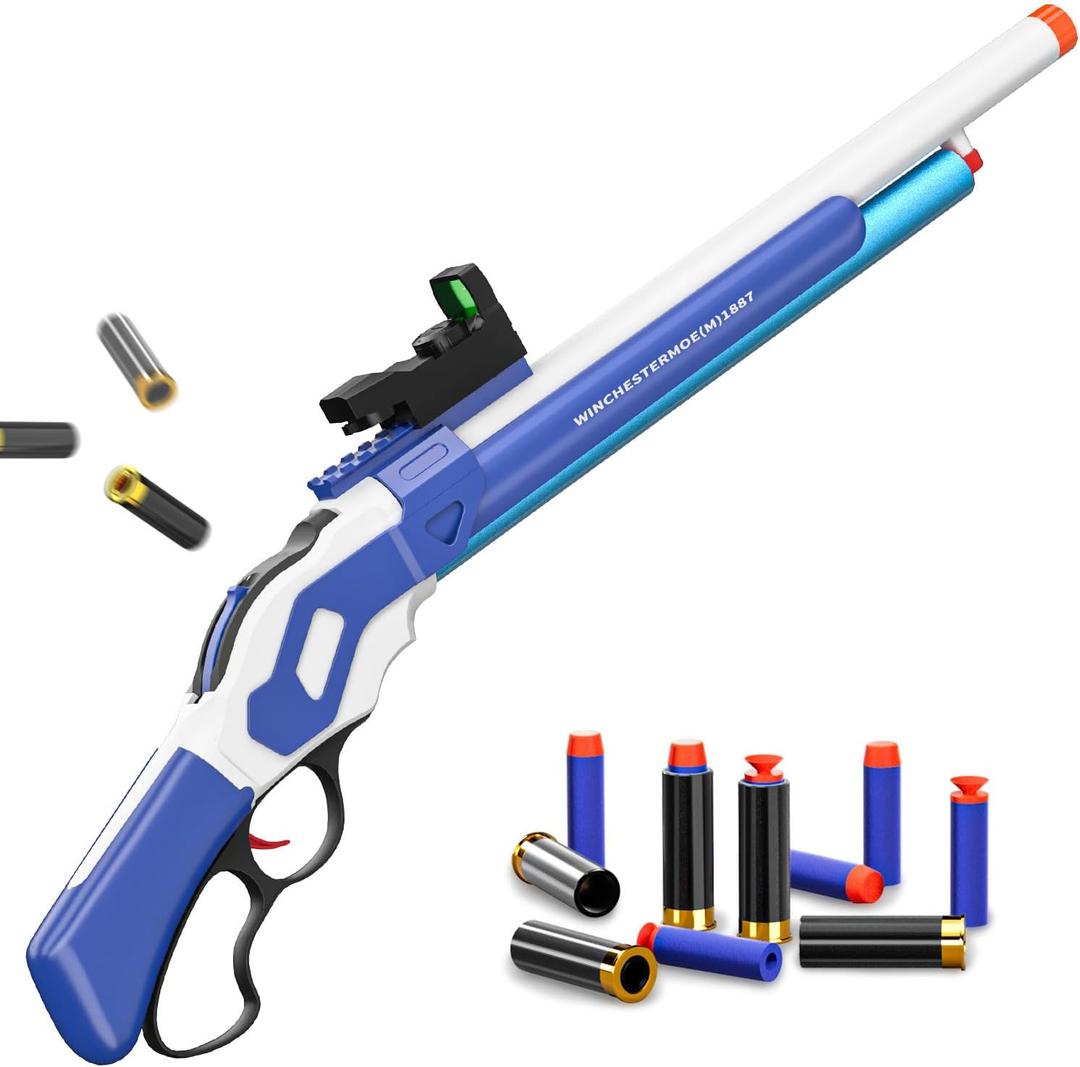 Shell Ejecting Toy Gun (27-Inch),Soft Bullets Toy Shotgun Gun, Lever-Action Design, Perfect As a Birthday-Holiday for 8-12 Year Olds (Blue)