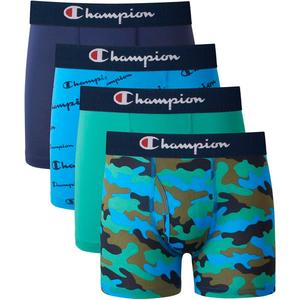 Champion Boys' Everyday Active Lightweight Stretch Boxer Briefs - 4 Pack (Green, L)