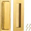 Gold Pocket Door Pull Hardware Recessed Handles,6 Inch Sliding Closet Door Handles Rectangular Stainless Steel Finger Flush Pulls (2 Pack)