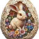 Wooden Puzzles for Adults 200 Pices, 3D Rabbit Wooden Jigsaw Puzzle, Flat Puzzels with 3D Visual Effect, Eggshell World Easter Unique Shape Irregular Jigsaw Puzzles, Finished Puzzle Size is 12.7*10.3in