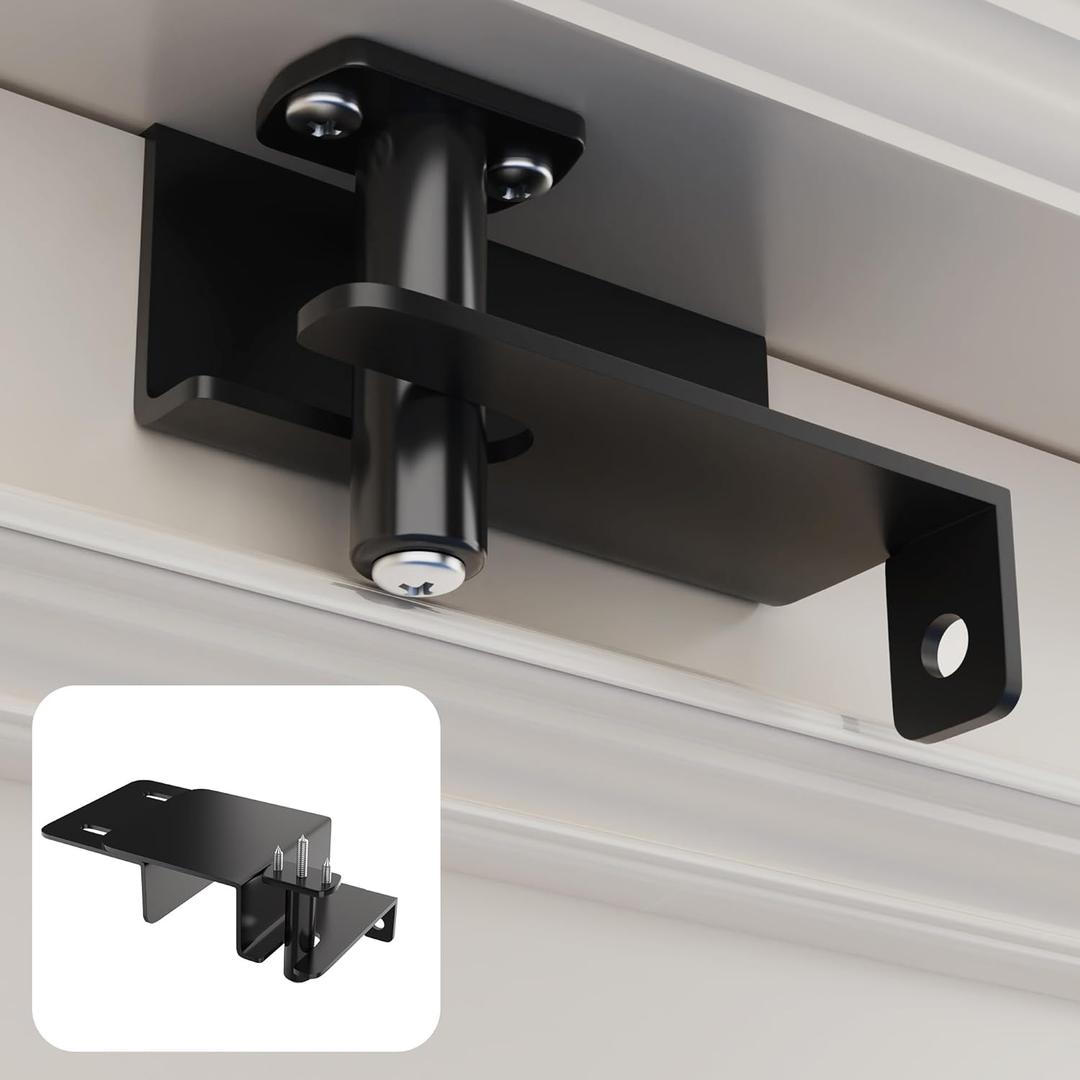 Adjustable Child Safety Door Top LockMetal Child Proof Door Top Lock for Interior&Exterior&French DoorLock & Unlock from Either Sidesfor ChildproofingSliding Door Lock for Kids SafetyBlack (1 Pcs-Black)