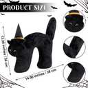 Soulchen Black Cat with Witch Hat Shaped Plush Pillow Frightened Cat Shaped Pillow Black Kitten Stuffed Animals Toy Halloween Decorative Gift for Trick or Treaters