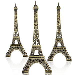 Shimeyao 3 Pcs 6 Inch Eiffel Tower Cake Topper Paris Small Eiffel Tower Centerpiece for Tables Top Mini Statue Figurine Home Decoration for Souvenirs Christmas Party Ornament