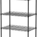 5 Tier Standing Metal Wire Shelving Unit, Adjustable Height, Storage Shelf Units for Laundry Bathroom Kitchen Pantry Closet (11.6" D x 21.2" W x 49" H inches, Black)