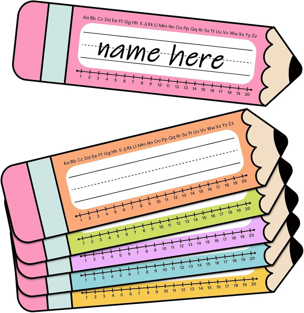 3 x 36 Pcs Pencil Desk Name Tags for Classroom 14.5 x 4 inch Pastel Pencil Name Plates for Desk Pastel Nameplates Decor Teacher Student Crayon Nametags Labels Back to School Supplies