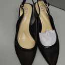 QIY Womens Mesh Black Heels Pointed Toe Chunky Heel Pumps Closed Toe Slingback Block Heel Party Dressy Shoes Size 7
