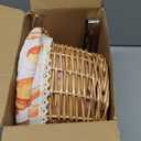 Qinyoung 2 Sets Wicker Bread Basket for Serving Set 11 and 12 Inch Sourdough Proofing Woven Bread Baskets with Removable Liner and Tong Fruit Storage Container for Easter Spring Party(Food Style)