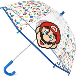 ABG Accessories Kids Umbrella for Boys and Girls Dome clear bubble umbrellas for Rain Windproof & Transparent with Easy Grip Handle Ages 3-10 (Super Mario)