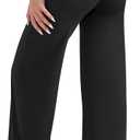 OLCHEE Womens Yoga Pants Wide Leg Straight Leggings High Waist No Front Seam Causal Stretch Gym Workout Bottom Butt Lifting (M, Black)