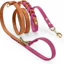 MIDOG Hands Free Dog Leash,Leather Dog Leash for Small Medium Dogs 6Ft, Adjustable Waist, Strong Genuine Braided Leather, Soft & Comfortable for Running, Walking, Training (Pink M) (M: 6.5ft x 0.5inch)