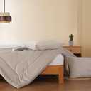 Twin Size Comforter Sets - Double-Sided Cozy Super Soft Breathable Lightweight Comforter for All Season, 2Pcs Microfiber Bed Comforter Twin Size Bedding Set, Beige 68"x86"