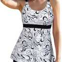 Century Star Womens Athletic 2025 Swimsuits for Women Two Piece Tankini with High Waisted Boyshorts Floral Bathing Suits, 4XL