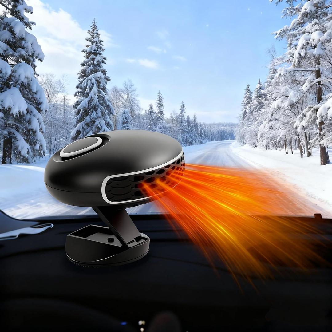 Portable Car Heater for Vehicles, 12V 150W Heater & Defroster with 360 Rotatable Fan for Fast Windshield Defogging, Universal Plug in Cigarette Lighter for Car/Sedan/RV/SUV