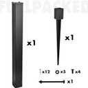 Heavy Duty Mailbox Post, 43" In-Ground Mounting Post for Use with Mailbox (Black)