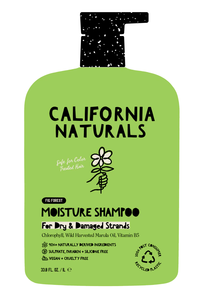California Naturals Moisture Shampoo for Dry, Damaged Hair, Hair Care Bundle for Women and Men, Natural, Vegan, Cruelty, Silicone, Paraben, and Sulfate Free, Color Safe, 12 fl oz