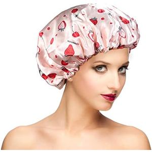 Shower Cap, Adjustable Shower Caps for Women, Extra Large Upgrade Double Waterproof Layers Hair Cap, Bath Caps Shower Hat Women Girls Adult Hair Protection Suitable for All Lengths and Thickness