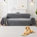 HAOMAIJIA Non Slip Couch Cover Sofa Covers for 2 Cushion Couch Washable sectional Couch Covers for Dogs pet Furniture Protector Couch Cover Blanket for Living Room (Grey, 71"x118")