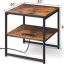 Tatub 20IN End Table with Charging Station, Rustic Brown Square Side Table with USB Ports & Outlets, Versatile Mini Fridge Table Printer Stand Nightstand for Bedroom Living Room, 20 inches x 20 inches x 20.7 inches