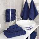 American Soft Linen Luxury 6 Piece Towel Set, 2 Bath Towels 2 Hand Towel 2 Washcloths, 600 GSM 100% Cotton Turkish Towels for Bathroom, Navy Blue Towel Sets, 6 Pc Towel Set