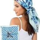 2 x AWAYTR 35 Satin Head Scarves Women Like Silk Scarf Hair Bandanas Women Matte Neck Scarf Head Wrap Hair Headscarf