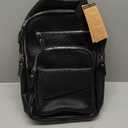 LANNSYNE Vintage Full Grain Leather Sling Bag For Men Fits 12.9" iPad, Causal Chest Daypack Crossbody Bag