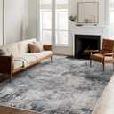 RUUGME Washable Abstract Rug: Living Room Large Vintage Area Rug Soft Indoor Low Pile Carpet Bedroom Dining Room Non-Slip Backing Stain Resistant Distressed Floor Decor Washable Mat (5' x 7', Blue)