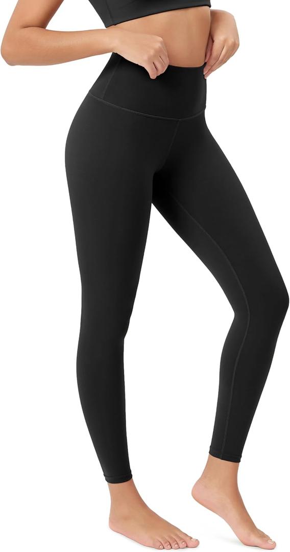 ODODOS Body-Hugging Workout Leggings with Back Pocket for Women, 25" /28" High Waist Yoga Pants (Small, Black)
