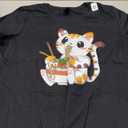 Japanese Anime Cat Ramen Noodles Kawaii Neko Women Men T-Shirt, Large