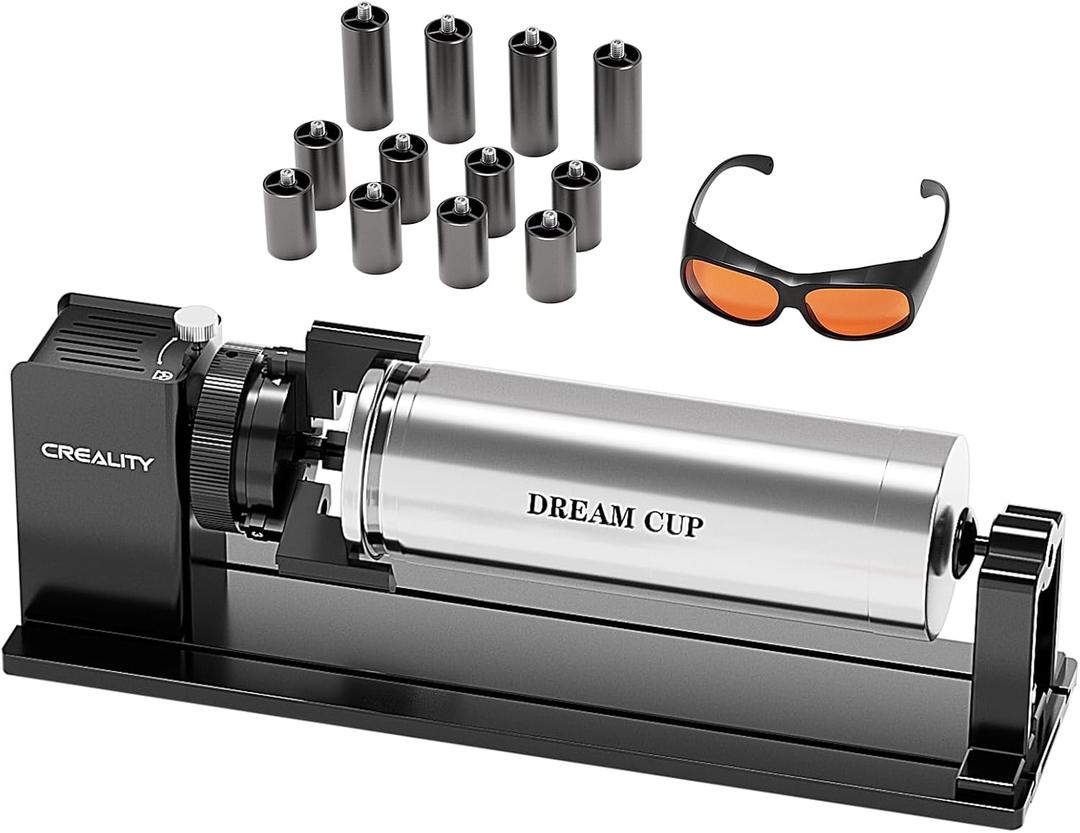 Creality Rotary Roller Kit with Risers for Falcon A1 Laser Engraver, Engraving Accessories for Engraving Cylindrical Objects, Wine Glass, Baseball Bat, Ring