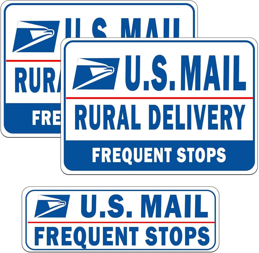 Mail Delivery Driver Magnetic Signs - 3 Pack Rural Carrier Delivery Frequent Stops Reflective Magnet for Car - Weather-Resistant - 11.8 x 8.1 inch (Blue White 3 Pack)