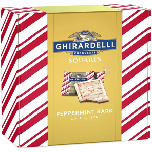GHIRARDELLI Peppermint Bark SQUARES and Dark Chocolate Peppermint Bark SQUARES Assortment Holiday Gift Box, 24.7 oz, BBD 08/31/2025