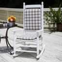 Klear Vu Porch Rocking Chair Cushion Set for Indoor and Outdoor Use, Assembled in The USA, Easy to Clean Stylish Seat and Back Pads with Fabric Ties, 20" x 17" x 2", Check Taupe