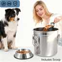 304 Stainless Steel Dog Food Storage Containers with Scoop, Fits up to 12Lbs, Large Pet Food Storage Container with Airtight Lid and Locking Clamp Metal Pet Food Bin for Dogs and Cats, Keep Fresh