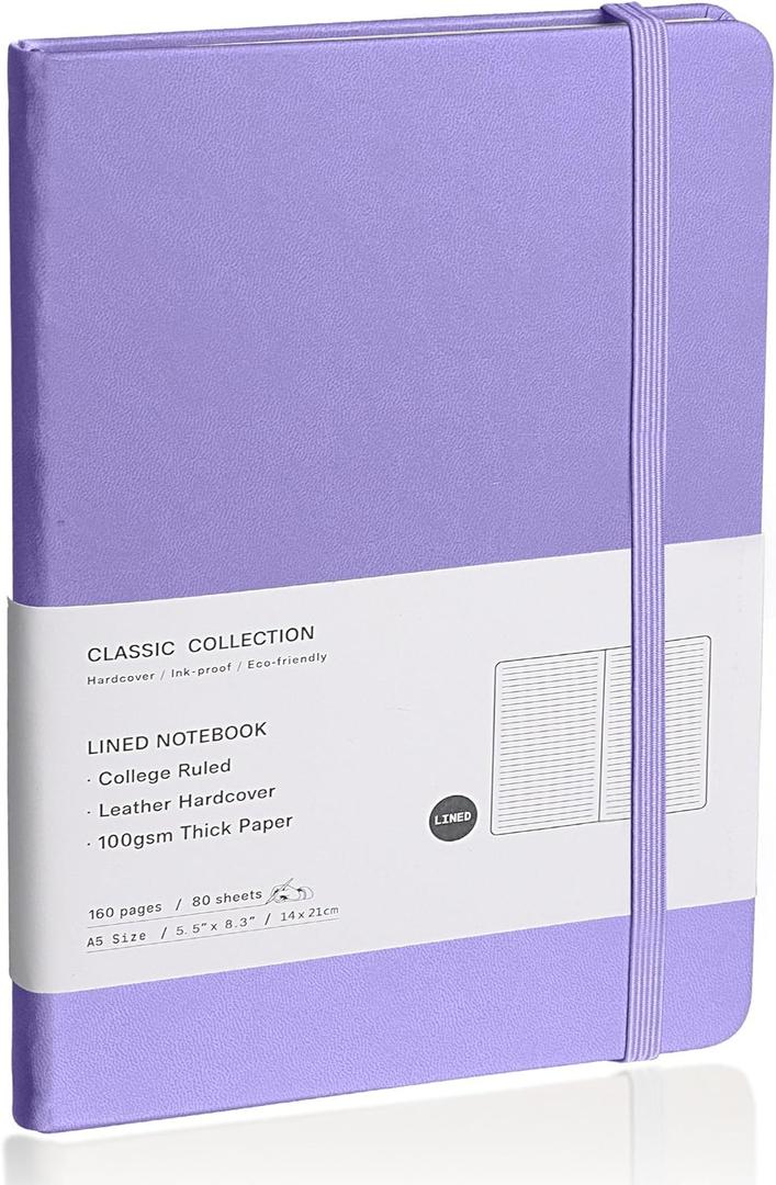 Lined Journal Notebook, (Mauve), 160 Pages, Medium 5.7 inches x 8 inches - 100 gsm Thick Paper, Hardcover (Mauve)