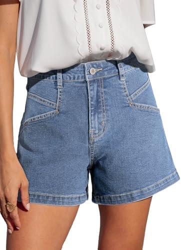 Sidefeel Women’s Jean Shorts High Waisted Stretchy Casual Zimbaplatinum Summer Denim Shorts with Pockets, XL