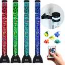 Special Supplies Aquarium Sensory Fish Bubble Light Tube with 16 LED Color Changing Nightlight Effect, Remote Control, and 5 Fishes, Colorful Floor Standing Lamp for Kids and Adults (4 feet)