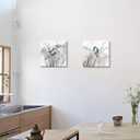 Bird Wall Art, Blue Watercolor Canvas Picture with Reeds, Set of 2 16"x16", 16" x 16" x 2panels