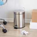 Honey-Can-Do Mini Stainless Steel Trash Can with Lid and Foot Pedal, 5-Liter Small Garbage Bin for Bathroom or Office, Silver