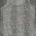 Fazortev Women's Sequin Tank Tops Sleeveless Scoop Neck Sparkly Sexy Party Camisole Vest (Large, White)