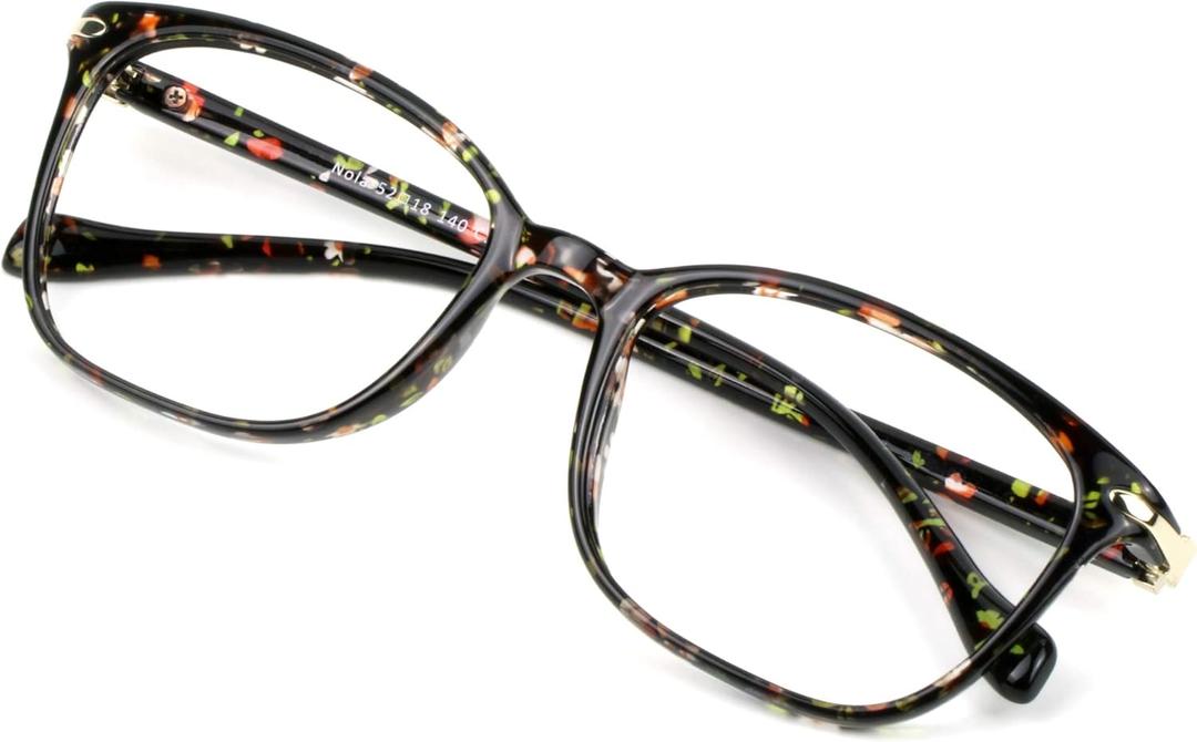 VisionGlobal Blue Light Blocking Glasses for Women, Anti Eyestrain, Computer Reading, TV Glasses, Stylish Square Frame, Anti Glare(Floral,+1.75 Magnification) (07_nola_foral)