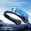 BNBZ Portable Neck Fan, 6000mAh Rechargeable Fan Blows Cold Air with LED Display, 4 Speeds, 20H Runtime, Quiet Wearable 360 Personal Cooling Fan for Outdoor Travel Work Gym,Fireplace Fans