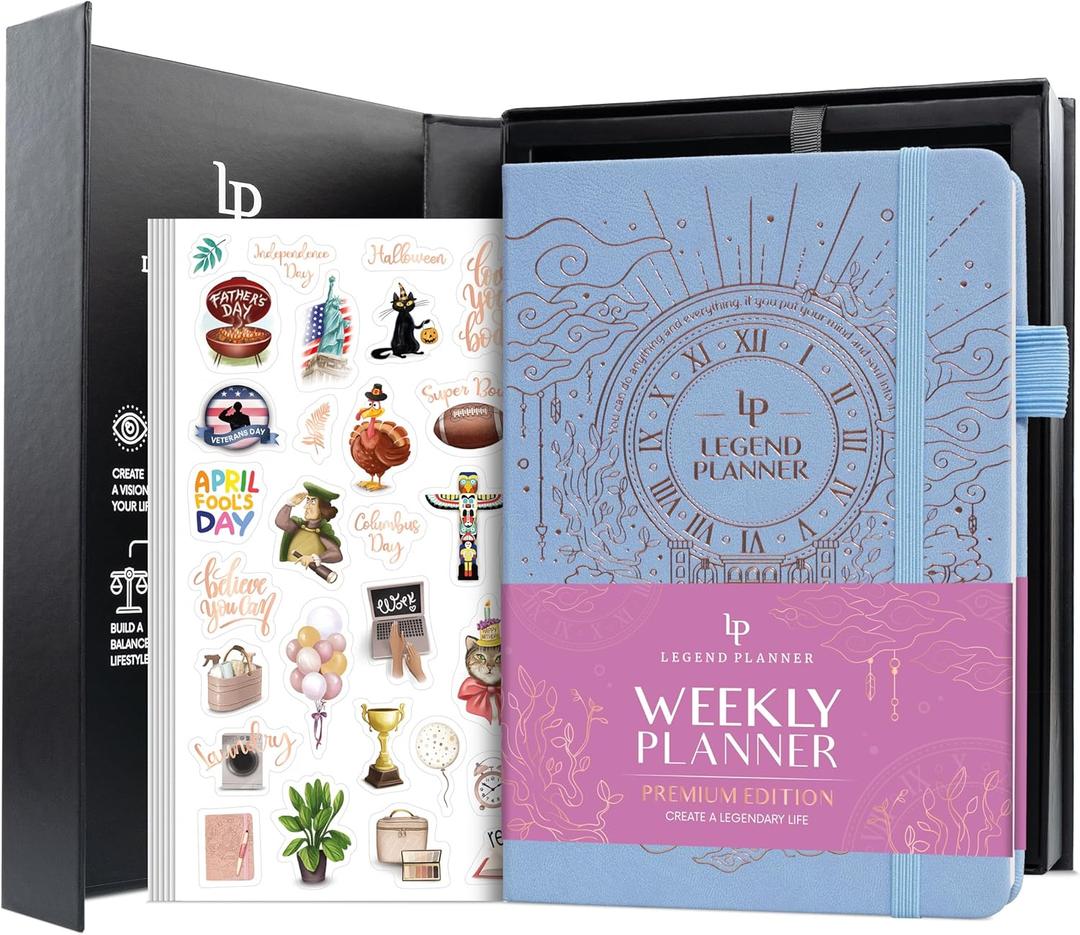 Legend Weekly Planner Premium  Undated Weekly, Monthly & Budget Planner  Life Organizer for Time Management & Productivity, A5 (Periwinkle, New Cover) (Periwinkle, Gold Foil)