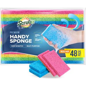 SCRUBIT 48-Count Sponges Kitchen for Dishes Cleaning - Non-Scratch Dish Scrub Sponge, Natural Cellulose Kitchen Sponges